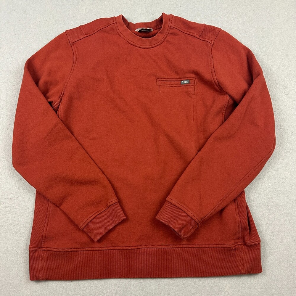 5.11 Tactical Sweatshirt Men Large Burnt Orange Crewneck Pullover Pocket L